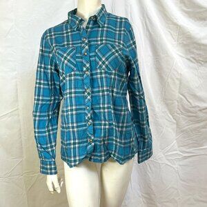 LLBean Women's Flannel Button Down Turquoise, Small Regular